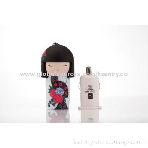New design for mobile phone accessories lovely doll USB in-car charger